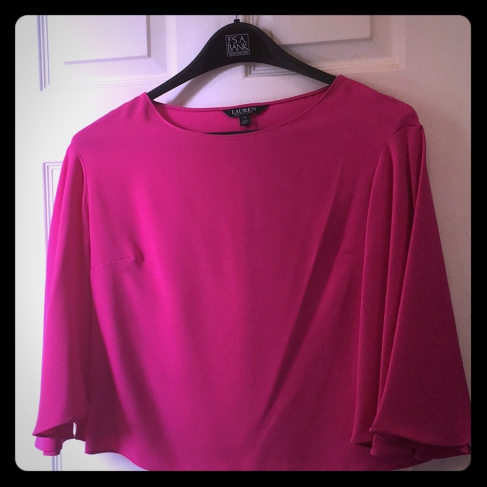 Lauren polyester hot pink batwing sleeve blouse